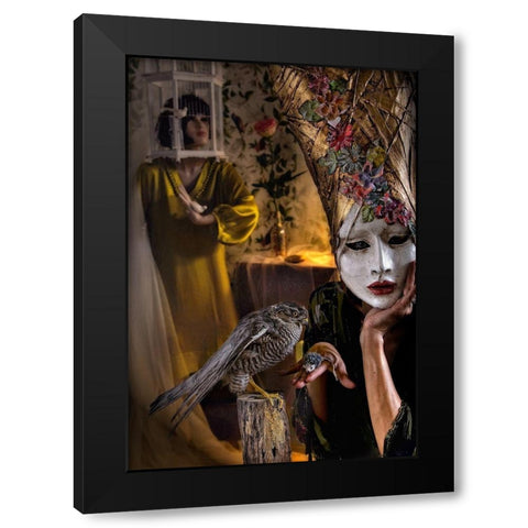 feeding Black Modern Wood Framed Art Print with Double Matting by Ambra