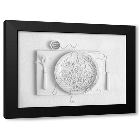 Spaghetti Black Modern Wood Framed Art Print with Double Matting by Lazarov, Dimitar
