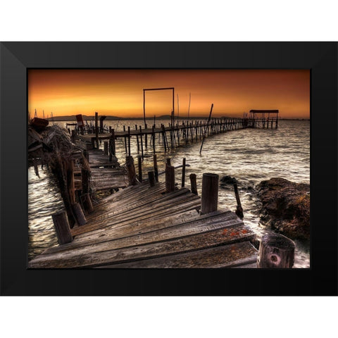 Carrasqueira Black Modern Wood Framed Art Print by Gomes, Paulo