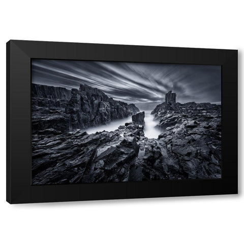 Iron World Black Modern Wood Framed Art Print with Double Matting by Zhang, Joshua