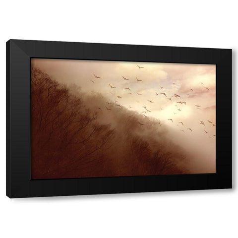 Departure Black Modern Wood Framed Art Print with Double Matting by Murakami, Kiyo