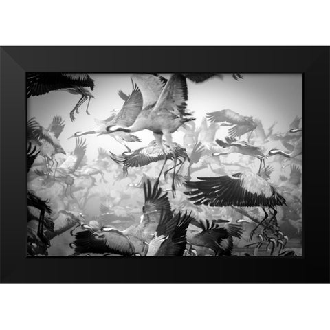 Chaos Black Modern Wood Framed Art Print by Meirovich, Ido