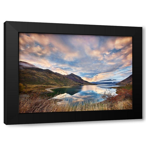 Morning Delight at Lake Hawea Black Modern Wood Framed Art Print with Double Matting by Zhang, Yan