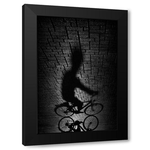 Shadow bike Black Modern Wood Framed Art Print with Double Matting by Grambone, Antonio