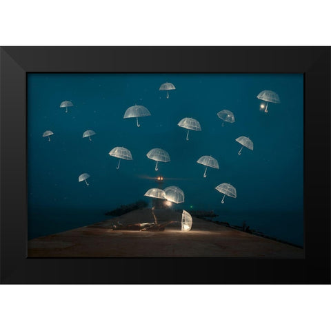 DREAMS Black Modern Wood Framed Art Print by Lazarov, Alexandar