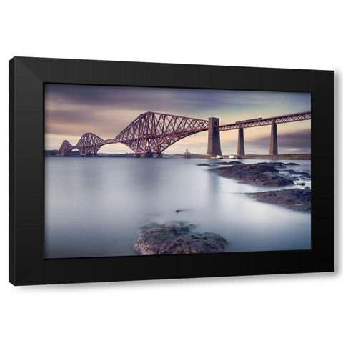 Forth Rail Bridge Black Modern Wood Framed Art Print with Double Matting by Vlasko, Martin