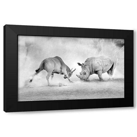 Combat. Black Modern Wood Framed Art Print by Luis Duran, Juan