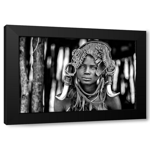 Mursi Black Modern Wood Framed Art Print with Double Matting by Vidak, Vedran