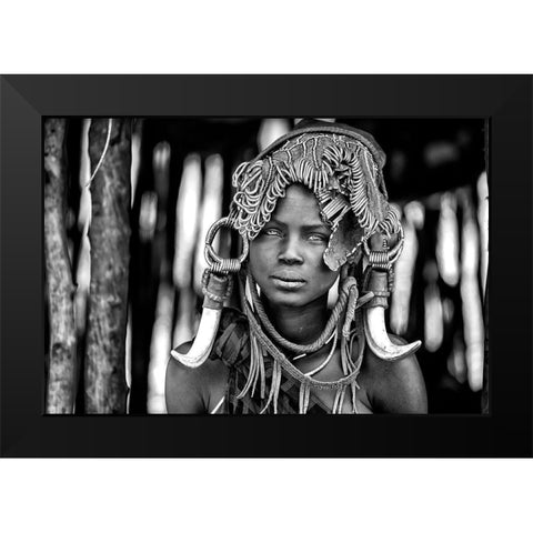 Mursi Black Modern Wood Framed Art Print by Vidak, Vedran