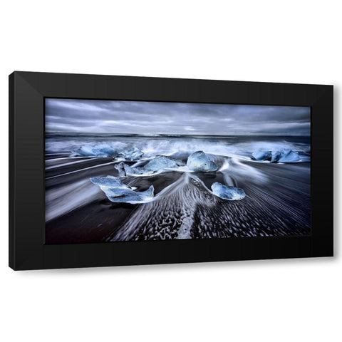 Blue Diamonds Black Modern Wood Framed Art Print by M. Garcia, Jesus