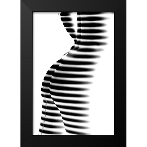Zebra Black Modern Wood Framed Art Print by P., Mato