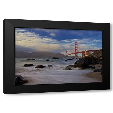 Golden Gate Bridge Black Modern Wood Framed Art Print with Double Matting by Vasenev, Evgeny