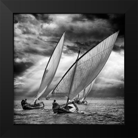 Sailboats and Light Black Modern Wood Framed Art Print by Villalba, Angel