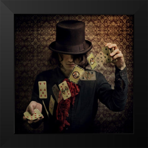 Try your fortune Black Modern Wood Framed Art Print by Murakami, Kiyo