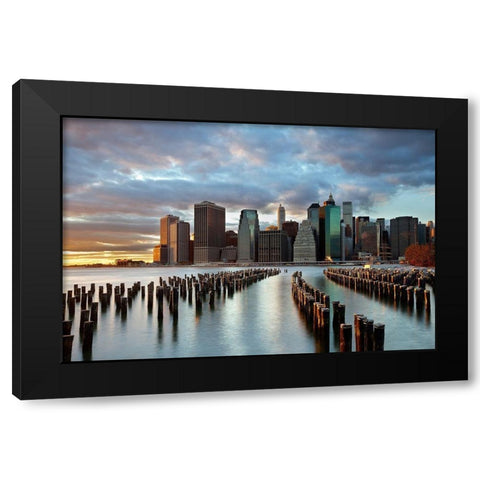 NYC Skyline Black Modern Wood Framed Art Print by Carozzi, Fiorenzo