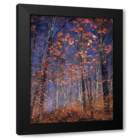 Autumn Leaves Black Modern Wood Framed Art Print by Vinogradof, Florentin