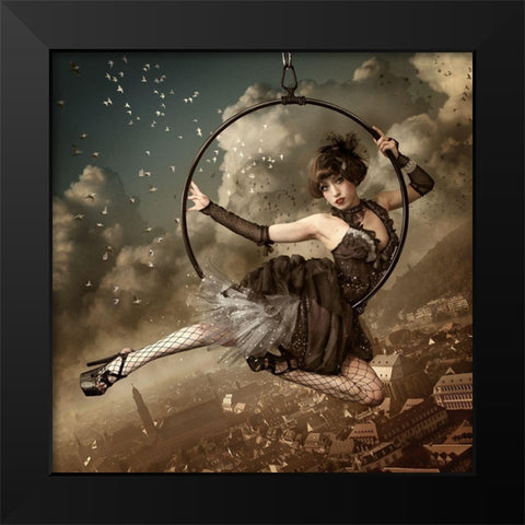 the greatest show in the sky Black Modern Wood Framed Art Print by Murakami, Kiyo