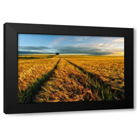 Countryside Black Modern Wood Framed Art Print by Krol (Bax), Piotr