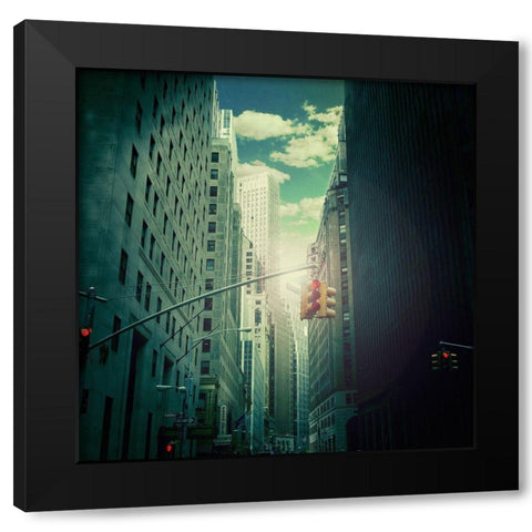 downtown Black Modern Wood Framed Art Print by Ambra