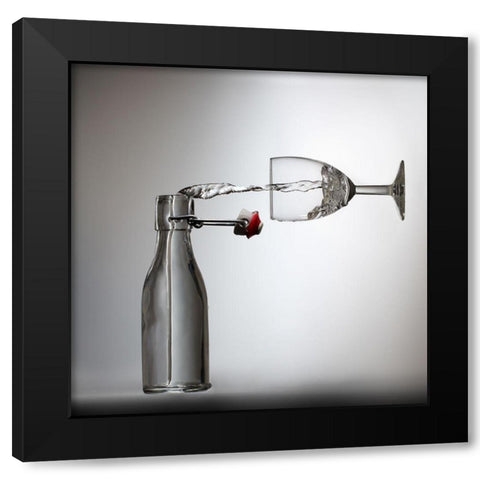 Pouring Black Modern Wood Framed Art Print with Double Matting by De Kogel, Wieteke