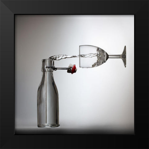 Pouring Black Modern Wood Framed Art Print by De Kogel, Wieteke