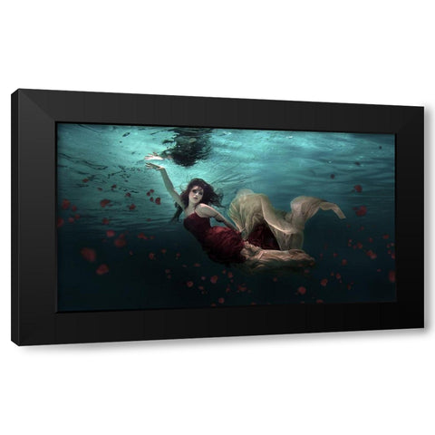 Ocean of Roses Black Modern Wood Framed Art Print by Suherman, Martha