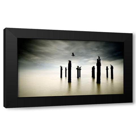 The Sentinels Black Modern Wood Framed Art Print by Dias, Paulo