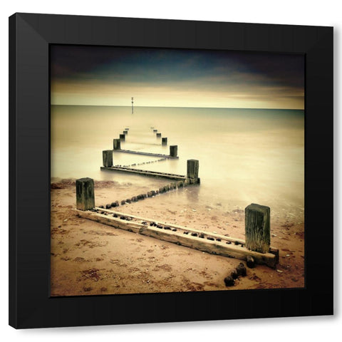 Beach Memories Black Modern Wood Framed Art Print with Double Matting by Oates, Michael