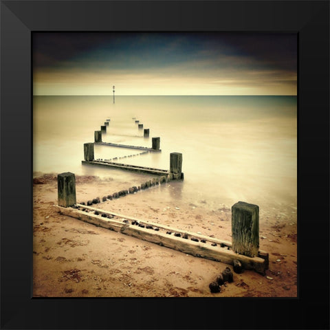 Beach Memories Black Modern Wood Framed Art Print by Oates, Michael