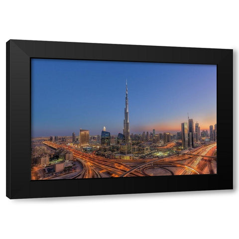The Amazing Burj Khalifah Black Modern Wood Framed Art Print by Rustam, Mohammad