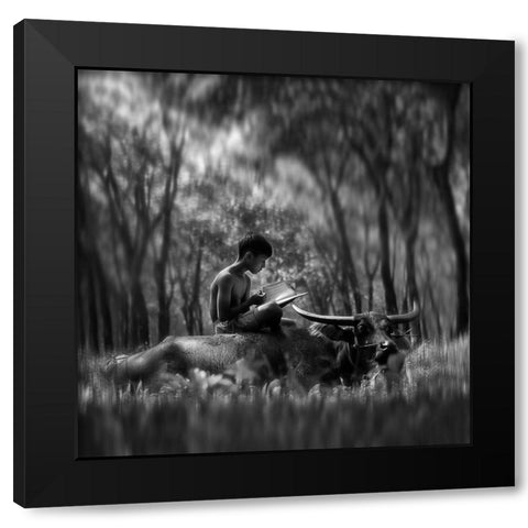 Learn Spirit Black Modern Wood Framed Art Print with Double Matting by Bunjamin (Abe), Antonyus