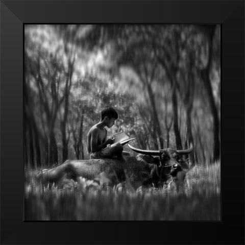 Learn Spirit Black Modern Wood Framed Art Print by Bunjamin (Abe), Antonyus