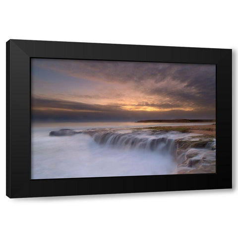 Waterfall Black Modern Wood Framed Art Print by L, Yan