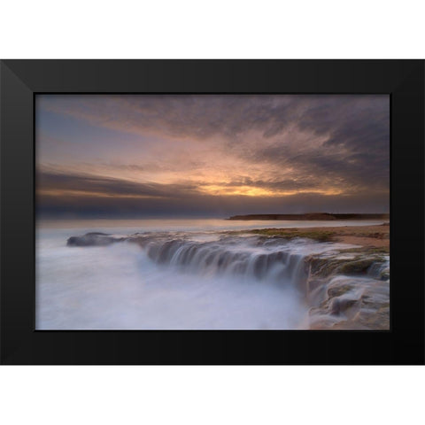 Waterfall Black Modern Wood Framed Art Print by L, Yan