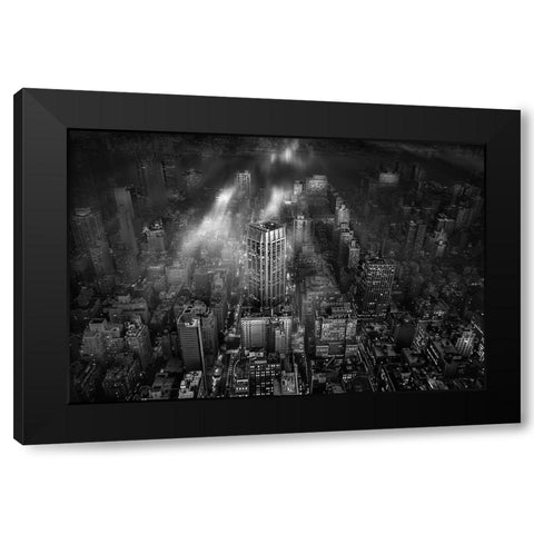 New York City Black Modern Wood Framed Art Print with Double Matting by Londal, Leif