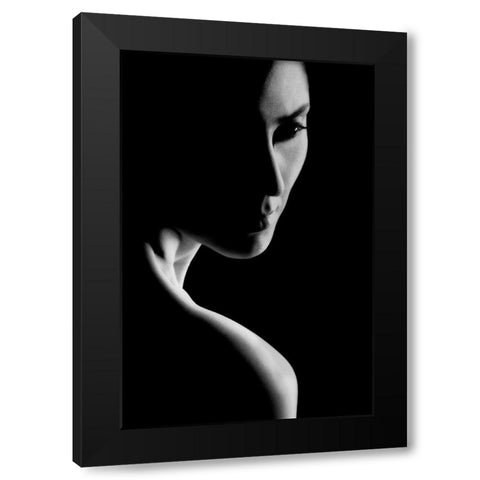 Her Black Modern Wood Framed Art Print with Double Matting by Hamooni, Ali