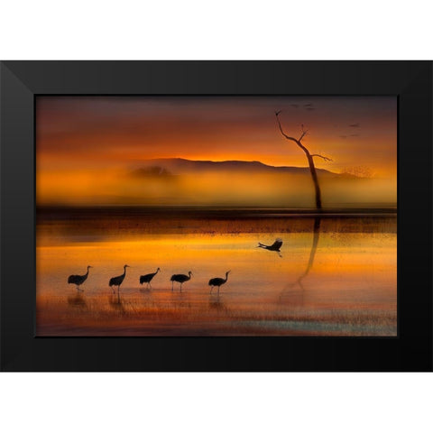 We are here waiting for you Black Modern Wood Framed Art Print by Dou, Shenshen
