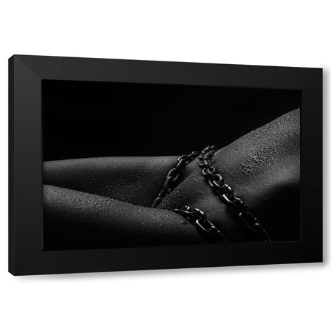 chain drops Black Modern Wood Framed Art Print with Double Matting by Glaskova, Antonia