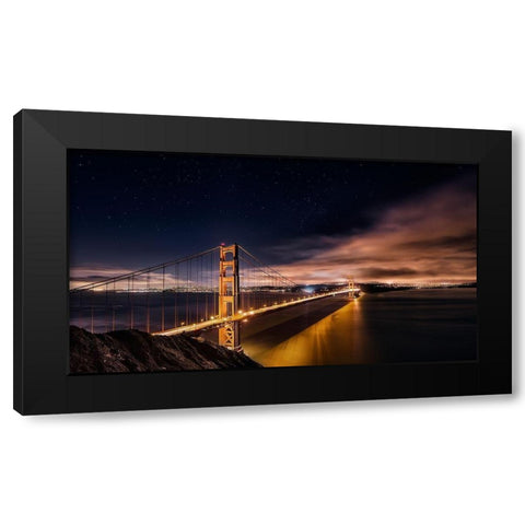 Golden Gate to Stars Black Modern Wood Framed Art Print by De La, Javier