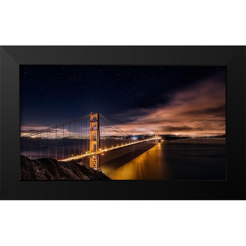 Golden Gate to Stars Black Modern Wood Framed Art Print by De La, Javier