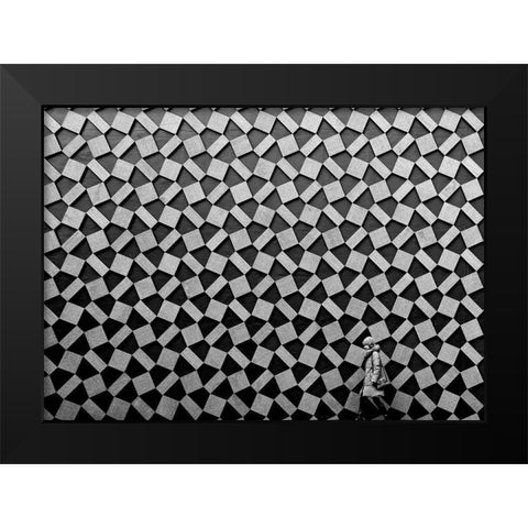 Pattern Black Modern Wood Framed Art Print by Tajima, Koji
