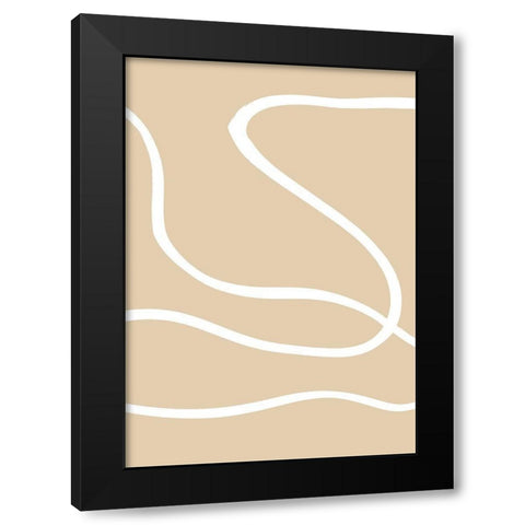 Beige Lines 01 Black Modern Wood Framed Art Print with Double Matting by Artographie Studio