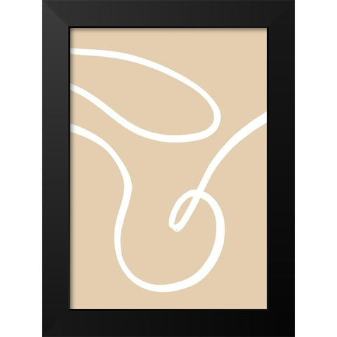Beige Lines 02 Black Modern Wood Framed Art Print by Artographie Studio