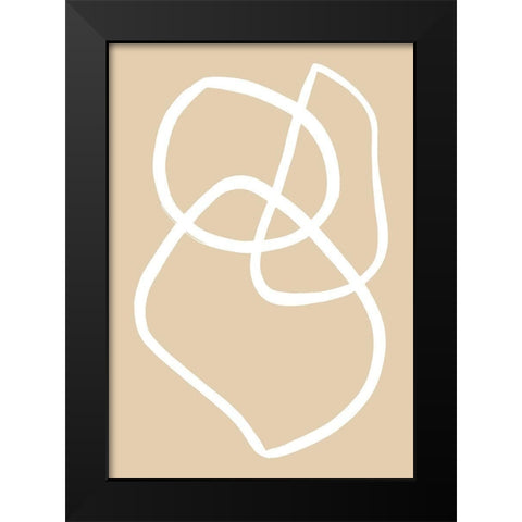 Beige Lines 03 Black Modern Wood Framed Art Print by Artographie Studio