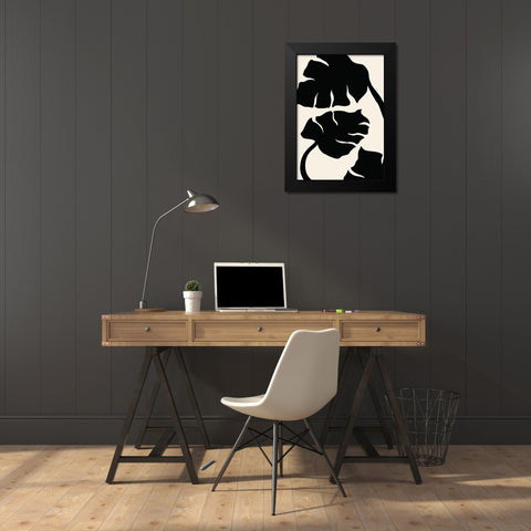 Monstera Black Black Modern Wood Framed Art Print by Artographie Studio