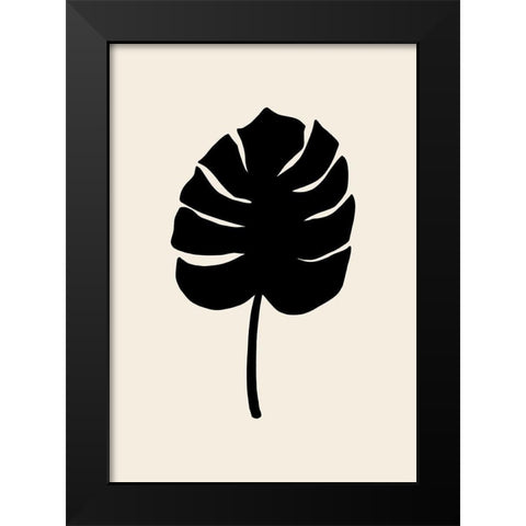 Monstera Leaf Black Black Modern Wood Framed Art Print by Artographie Studio