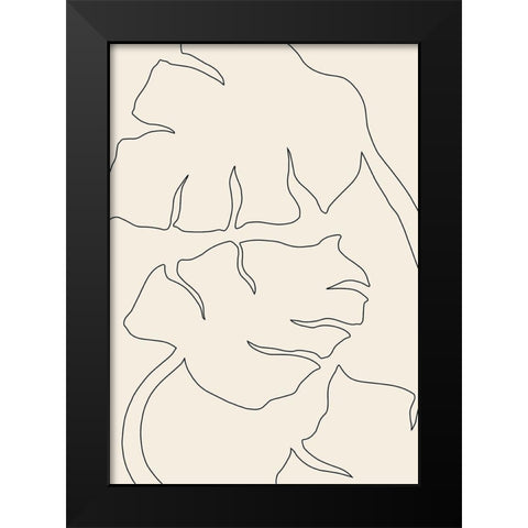 Monstera Outline Black Modern Wood Framed Art Print by Artographie Studio