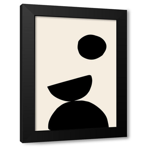 Organic Shapes 09 Black Modern Wood Framed Art Print with Double Matting by Artographie Studio