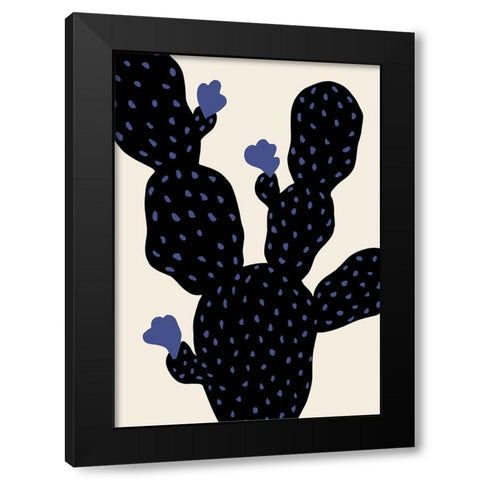 Prickle Pear Cactus Black Modern Wood Framed Art Print by Artographie Studio