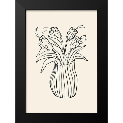 Vase Sketch Black Modern Wood Framed Art Print by Artographie Studio